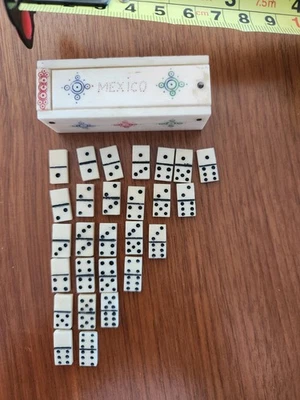Antique Mexican Bovine Bone Miniature Dominoes Game from the 1940s/1950s - Image 1 of 4
