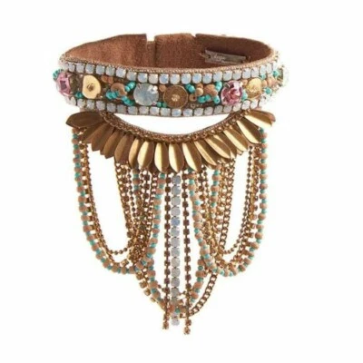 Anthropologie Deepa Gurnani gold turquoise beaded Effie Bracelet  - Image 1 of 4