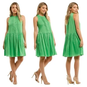 Witchery Size 16 Women's Dress Green Pleat Detail Sleeveless Tiered Shift - Picture 1 of 16