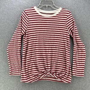 Cat & Jack Girls T Shirt Large L 10-12 Long Sleeve Striped Red/White Casual - Picture 1 of 9