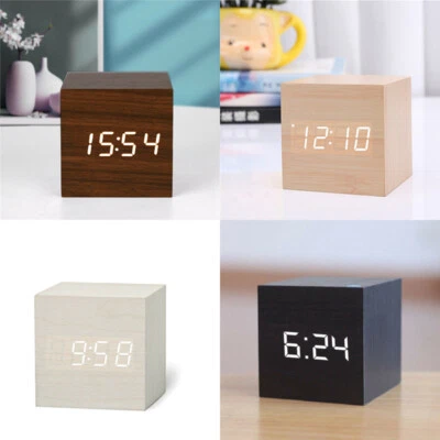 Digital Control Table Clocks Wooden Electronic Voice Alarm Clock LED Temperature - Image 1 of 4