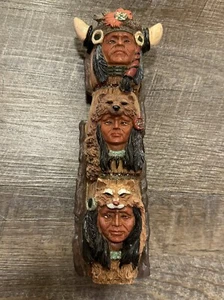 Native American Indian Totem Pole Hard Resin - Picture 1 of 8