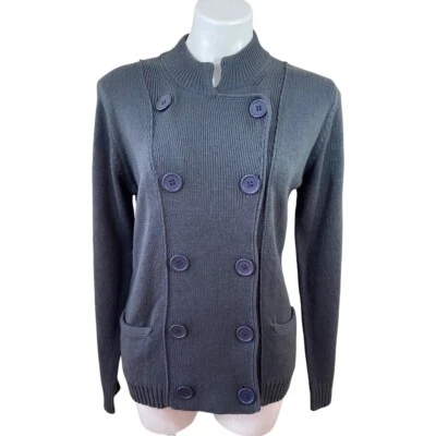 Cárdigan Suéter Stephanie Rogers Gris Manga Larga Con Botones Talla Mediana Foto 1 de 4