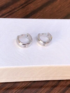 925 Sterling Silver Wide Plain Huggie Hoop Earrings Mens Womens 10mm/8.5mm x4mm - Picture 1 of 14