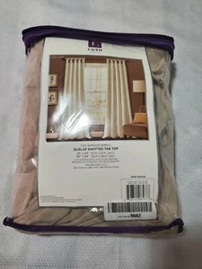 Lush Decor Tan Burlap Knotted 1 Tab-Top Window Curtain Panel Pair 45x84 ea G1 - Picture 1 of 5