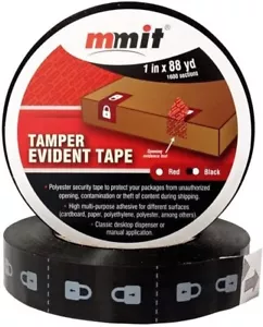 1” x 88 Yards Tamper Evident Security Tape for Safe Delivery 1600 Sections Black - Picture 1 of 8
