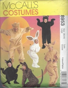 MCCALL'S 8953 Halloween Costume Sewing Pattern - Sz 38-40 Lion Cat Bunny Bear - Picture 1 of 2