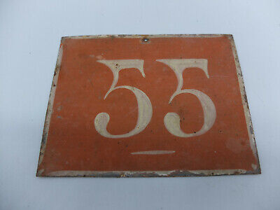 Hausnummer 55 Rot Blech Blechschild Antik Frankreich Französisch Weltkrieg • 29€