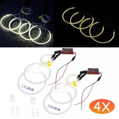 4x Für BMW E46 CCFL LED Angel Eyes Xenon Standlicht Ringe Scheinwerfer 131+146mm - Bild 1 von 4