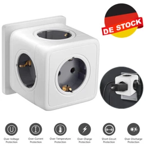 5 Fach Cube Mehrfachsteckdose Steckdosenadapter Geeignet für Büro & Heim  DE NEU - Bild 1 von 11