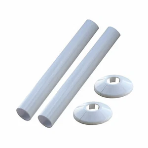 2 X NEW WHITE RADSNAPS RADIATOR PIPE COVERS + COLLARS - FREE UK DELIVERY * - Picture 1 of 1