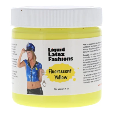 Fluorescent Yellow Liquid Latex Body Paint - 4 oz GLOWS UNDER BLACK LIGHT! - Image 1 of 4