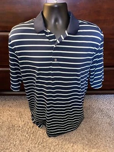 Mens FootJoy Golf Polo Shirt Size Large Blue With Green & White Stripes - Picture 1 of 8
