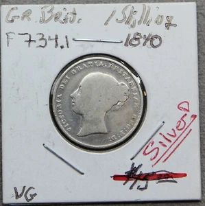 1840 Great Britain 1 Shilling Silver Coin, Young  Queen Victoria! - Picture 1 of 2