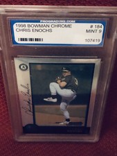 1998 ~ Chris Enochs #184 / Bowman Chrome Baseball Card; PGS Graded ~ Mint 9