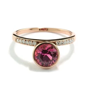 Solitaire Tourmaline Brilliant Ring IN Pink - Rosé 750er Rose Gold Value - Picture 1 of 3