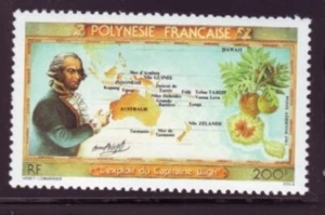 FRENCH POLYNESIA Sc C199 NH ISSUE OF 1983 - CAPT. BLIGH - MAP. Sc$6 - Picture 1 of 1