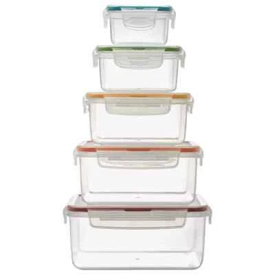 Set Di Contenitori Quadrati 5 Pezzi Scatole Per Alimenti Cucina Frigorifero - Immagine 1 di 2