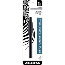 Recharge de marqueur permanent en acier inoxydable Zebra PM-701, encre noire, 1 pièce, paquet de 3
