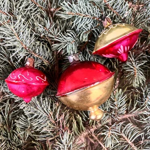 3x Adornos de Navidad de Juguete Coloridos Adornos de Vidrio Vintage Soviéticos URSS De Colección - Imagen 1 de 9