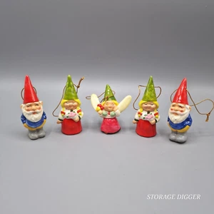 Vintage Unieboek 1979 Korea Gnome Figure Christmas Ornaments Decor Set of 5 - Picture 1 of 10