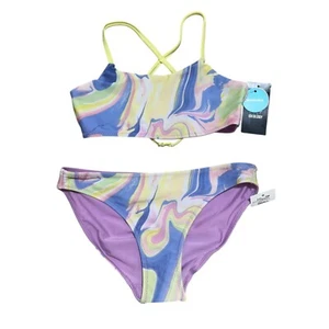 Ideology Big Girls Size Small Marble Print REVERSIBLE Bikini Swimsuit NWT - Picture 1 of 10