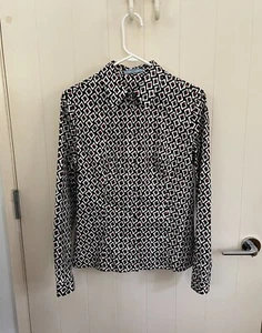 NICE LONG SLEEVES PRADA COTTON SHIRT, WITH BOLD GEOMETRIC PATTERN - Picture 1 of 8
