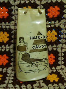 Hair-Do Caddy ~ Bolso de Mano Vintage Vinilo Dos Bolsillos ~ Pirámide Egipcia Femenina - Imagen 1 de 20