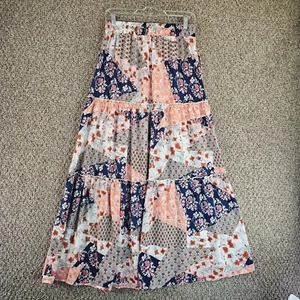 Unbranded Patchwork Skirt Womens Medium Elastic Waist Floral Long - Picture 1 of 8