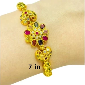 Blume 18K 22K 23K 24K THAI BAHT GELBGOLD DAMEN Armband 7 Zoll - Bild 1 von 5