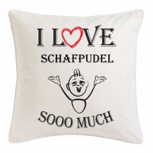 I Love Schafpudel KISSENBEZUG 40X40cm Ich Liebe Schafpudel Weiss 147218 - Bild 1 von 1