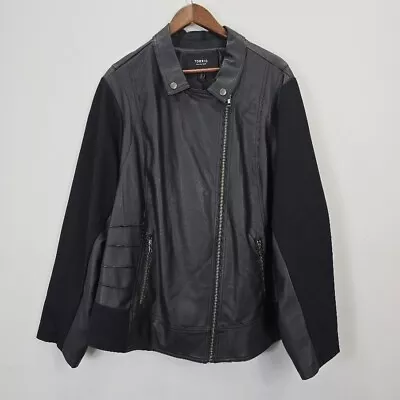 Chaqueta de cuero sintético negra Torrid 3 negra mixta con cremallera Moto Bikercore Goth Foto 1 de 4