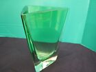  LSA Poland Handcrafted Mouthblown Glass Vase 8" Emerald Green & Clear 3 sided