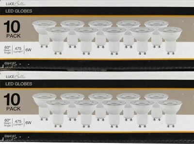 20 x 6W 240V LED GU10 Downlight Globes Bulbs Lamps 3000K Warm White 475Lm - 60D - Image 1 of 4