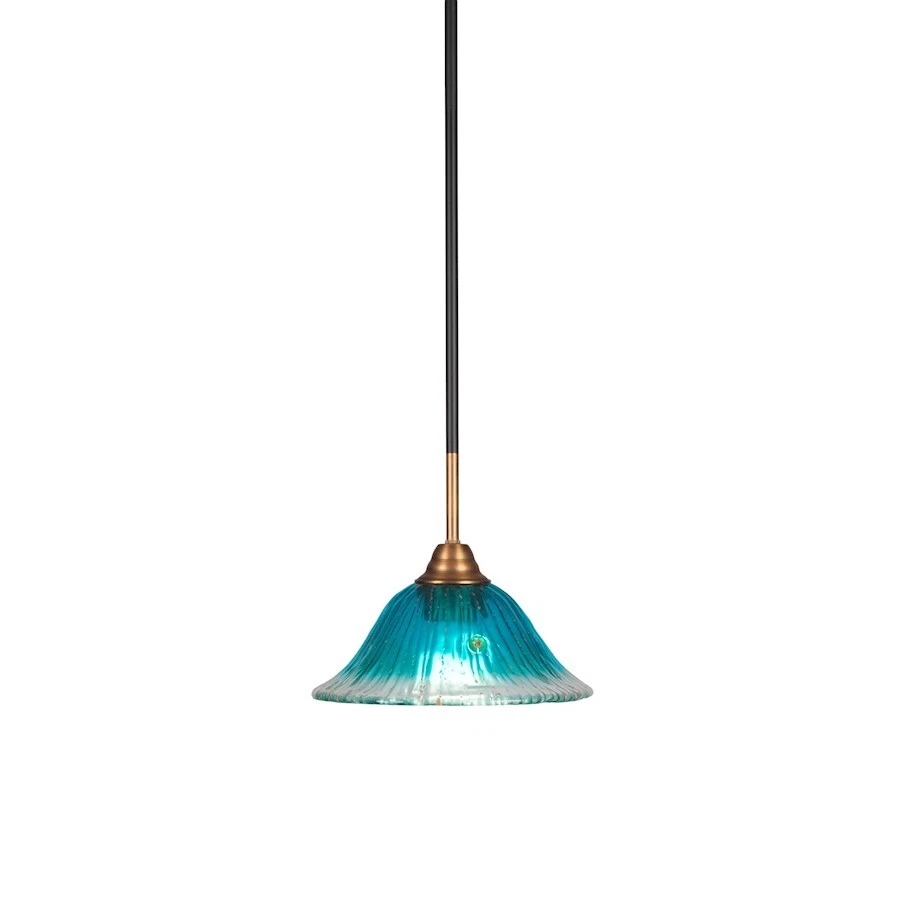 Toltec Paramount Mini Pendant, BK Brass, 10" Teal Crystal - 3401-MBBR-438 - Image 1 of 1