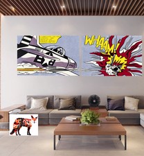A0 SIZE 2x  CANVAS Print diptych roy lichtenstein WHAAM usa plane unframed