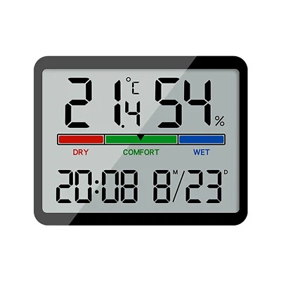Sveglia Elettronica Digitale LCD Grande Schermo Display Orologio da Parete Termometro - Immagine 1 di 4