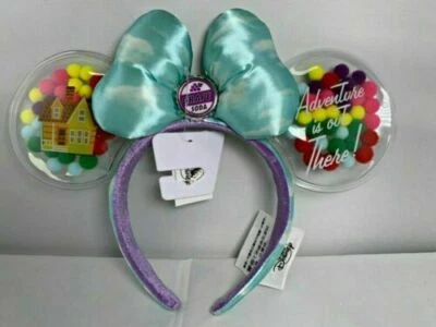 Disney Parks Mickey Mouse Ears UP Balloons House Grape Soda Headband Clear - NEW - Image 1 of 4