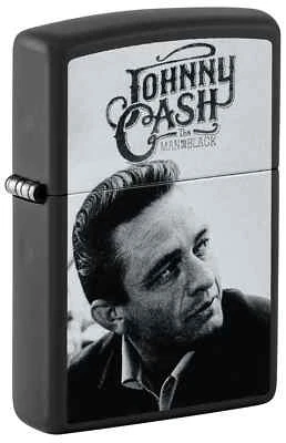 Encendedor Zippo - Johnny Cash Hombre en Negro Imagen Retrato Negro Mate - 48990 Foto 1 de 4