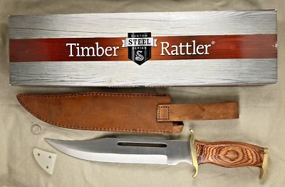 TIMBER RATTLER MARTENSITIC STAINLESS TR88 w/HVY DUTY LEATHER SCABBARD NIB - Image 1 of 4