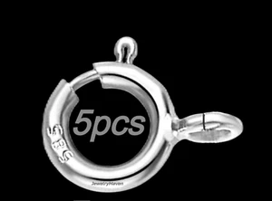 (5) PAQUETE DE CINCO broche de anillo de resorte de oro blanco de 5,5 mm peso estándar de 5,5 mm salto abierto - Imagen 1 de 4
