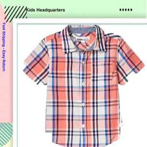 Kids Headquarters Boys' Short Sleeves Shirt, Red Plaid, 3T - Picture 1 of 2