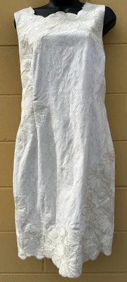 Vestido para mujer Antonio Melani blanco en relieve y bordado vestido de primavera talla 14” Foto 1 de 4