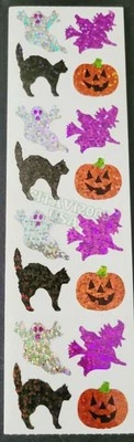 HAMBLY STUDIOS STICKER PRISMATIC HALLOWEEN GHOST WITCH CAT JACK-O'LANTERN RARE