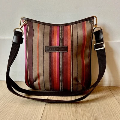 Longchamp Bag Multicolour Striped Canvas Leather Shoulder Crossbody Tote Purse - Image 1 of 4