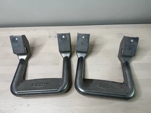Set of 2 BULLY Truck Side Step Hoop Bars - Bolt-On Steel Steps 11 x 9 Brackets - Picture 1 of 3