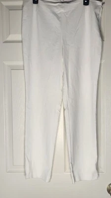 Pantalones elegantes para mujer Joan Vass NJ 14 blancos hasta el tobillo cremallera mezcla de algodón” Foto 1 de 4