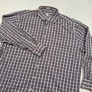 Peter Millar Oberhemd Herren XXL blau rot kariert Knopfleiste Langarm Baumwolle - Bild 1 von 8
