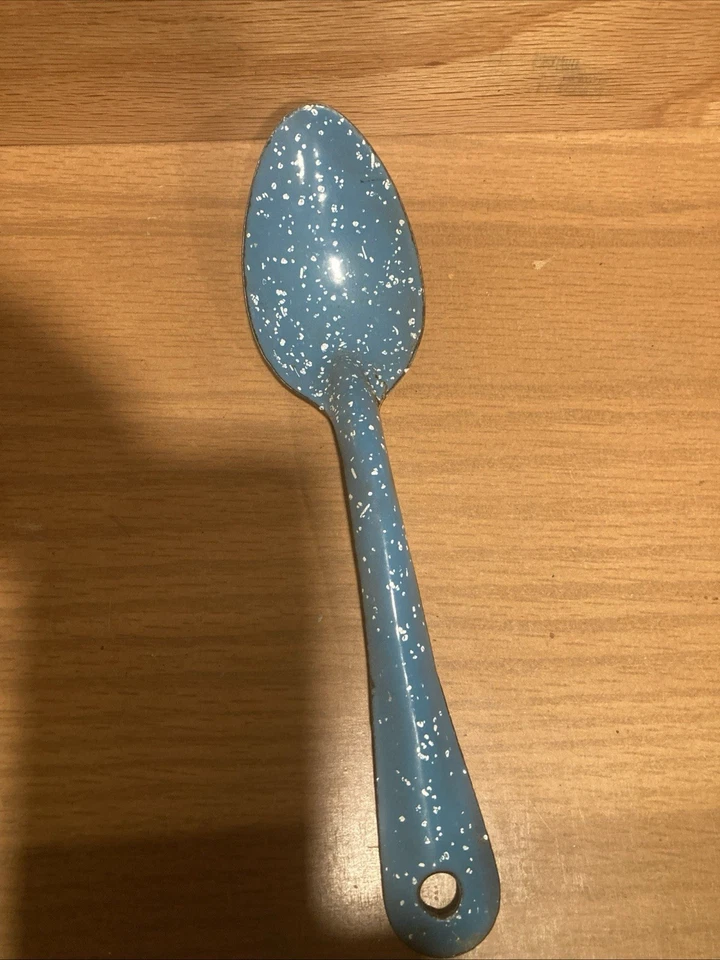 vintage enamelware light blue speckled spoon Granite Ware - Image 1 of 1