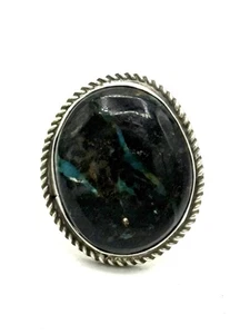 Navajo Native ๐บ๐ธ Sterling Silver Blue Moon Turquoise Handmade Adjustable Ring - Picture 1 of 14
